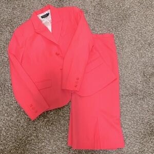 Pendleton coral skirt suit set woman size 14P blazer 14 skirt 100% virgin wool